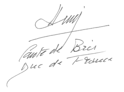 Signature de Henri d’Orléans
