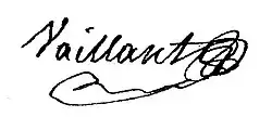 signature de Jacques Louis Nicolas Vaillant