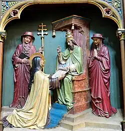 Sainte Colette avec le pape, aile d'un retable de l'église Sainte-Colette&nbsp;(nl) de Gand.