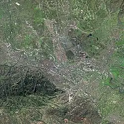 Photographie de Skopje depuis le satellite Spot