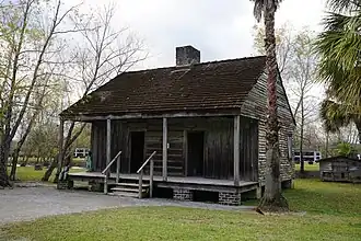 Vestige d'une case d'esclaves dans la Plantation Whitney en Louisiane.