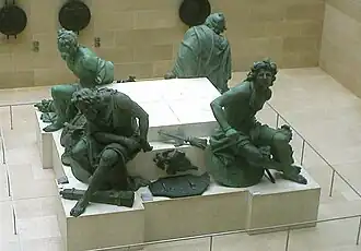 Les quatre esclaves en bronze, sauvés de la fonte en 1790, sont les seuls restes de la statue de Desjardins, aujourd'hui au Musée du Louvre.