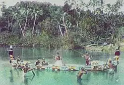 Groupe en canoë aux Salomon (1895)