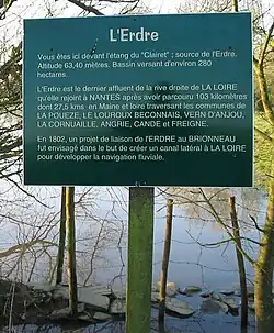La source de l'Erdre, étang du Clairet à Erdre-en-Anjou, Maine-et-Loire.