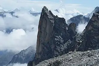 Vue du Petit Clocher depuis les environs de la cabane d'Orny.