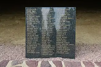 Plaque portant les noms des 83 fusillés.