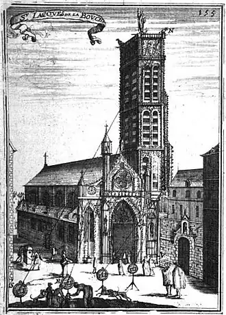 L'église Saint-Jacques-la-Boucherie (gravure publiée par Manesson Mallet en 1702).