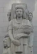 Détail de « Bountiful Earth » (1932). Cette œuvre et deux autres groupes de sculptures de Stackpole ont été inaugurés à l'extérieur de la Bourse de San Francisco le 31 décembre 1932