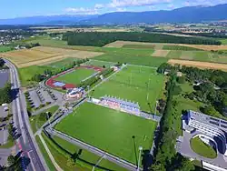 Lors de sa promotion en Challenge League en 2019, le SLO est forcé de jouer en dehors de la ville de Lausanne. Il choisit alors le stade Colovray, à Nyon, comme écrin.