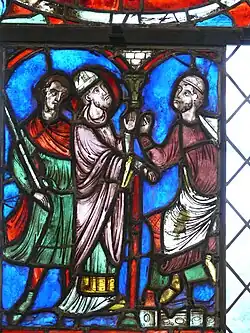 Vitrail représentant saint Nicolas, début du XIIIe&nbsp;siècle.