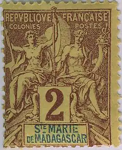Timbre postal de la colonie française de Madagascar.