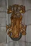 Couronnement de la Vierge, bois polychrome, XVe&nbsp;siècle.