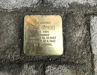Stolperstein de René Gobert (1894-1943), au no 856 de la chaussée de Waterloo à Uccle.