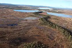 Photo couleur aérienne d'une plaine avec des lacs.