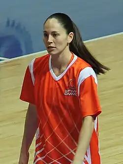 Portait de Sue Bird, portant un maillot de Ekaterinbourg