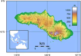 Carte topographique de Sumba