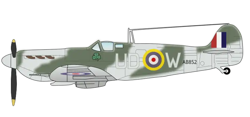 Coupe d'un avion arborant un dessin en forme de trèfle.