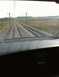 Vue d'une cabine à 320&nbsp;km/h, en septembre 2010.