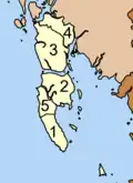District de Ko Lanta avec les tambon de Ko Lanta Noi (2), de Sala Dan (5) et de Ko Lanta Yai (1).
