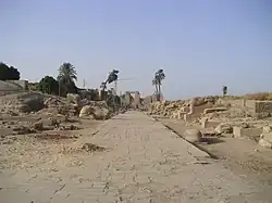 Vue du dromos reliant les enceinte de Mout et d'Amon-Rê