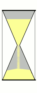 Animation graphique représentant un sablier se vidant de son sable