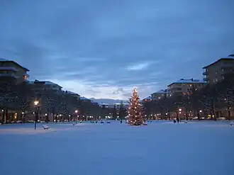 Le parc Tessin en hiver.