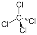 Skeletal structure of tetrachloromethane.