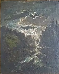 Chute d'eau sous la lumière.