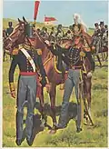 L'armée américaine en 1836: à droite un officier des « dragoons  ».