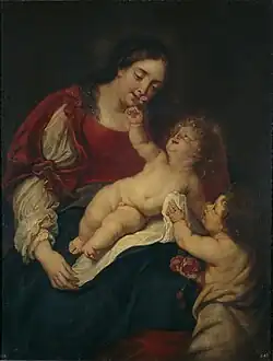 La Vierge aux Roses, huile sur toile, 111 x 86 cm, Madrid, musée du Prado.