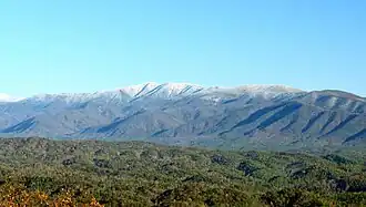 Vue de Thunderhead Mountain au-delà de Cades Cove.