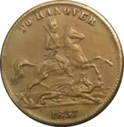 Représentation d'un homme à cheval sur un jeton.