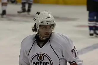 Photographie de Gilbert avec les Oilers en 2010