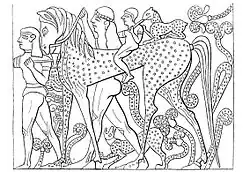 Dessin d'une fresque de la tombe Campana.