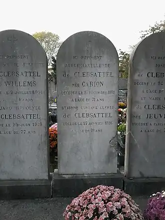 Tombe d'Alfred de Clebsattel au Cimetière de Dunkerque