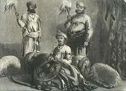 Tukojirao Holkar II&nbsp;(en), Indore, d'après un dessin de W. Carpenter, Jun., publié dans le journal Illustrated London News, 1857.
