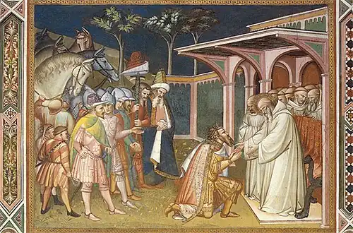 Une des scènes de la vie de saint Benoît, par Spinello Aretino.