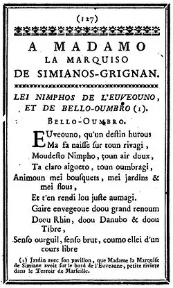 Poéme de Gros, dédié à son amie Pauline de Simiane
