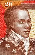 Portrait de Toussaint Louverture sur un billet de banque haïtien.