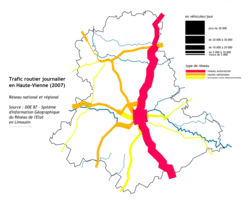 Trafic journalier 2007 en Haute-Vienne.