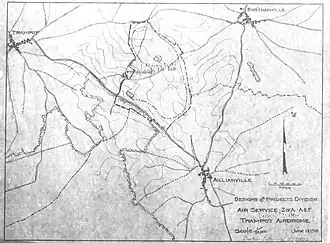 Localisation de l'aérodrome en 1918.