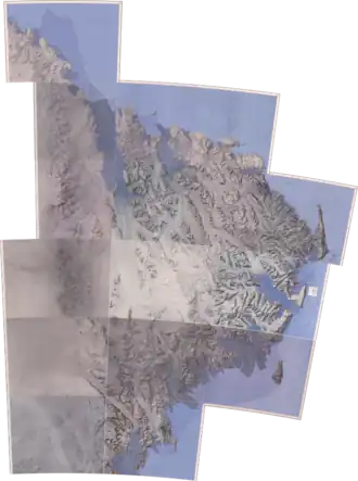 Carte de la terre Victoria septentrionale avec la chaîne USARP en haut à gauche.