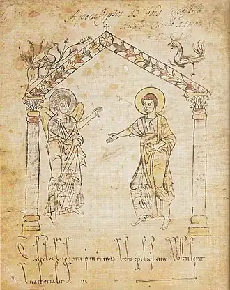 L'apparition de l'ange à Jean, (Codex 31), bibliothèque de la ville de Trèves.