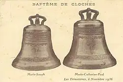 L'église Notre-Dame des Trinottières, paroisse Saint-Martin à Montreuil-sur-Loir, bénédiction des cloches en 1936.