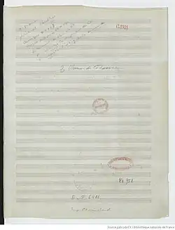 page de titre du manuscrit autographe