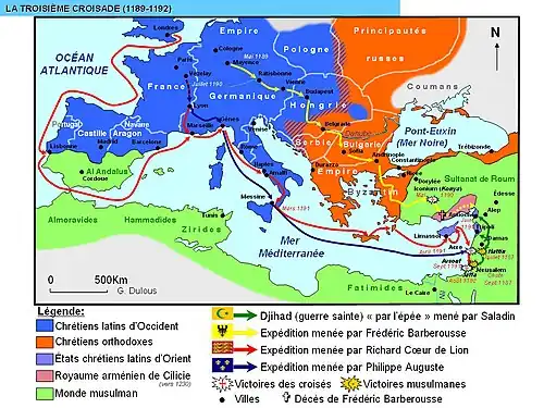 carte de la troisième croisade