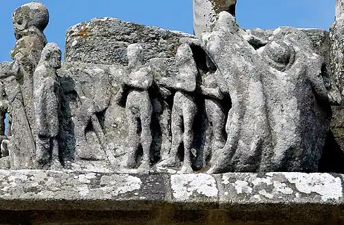 Le calvaire de Tronoën, la descente aux limbes des patriarches, face est, registre supérieur.