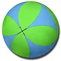 Twistball bicolore bleu-vert.