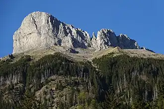 Vue détaillée du sommet Schybengütsch depuis le sud-ouest.