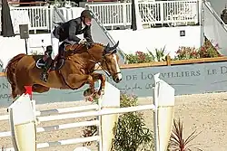 Kevin Staut et Uchin van de Centaur, lors du Global Champions Tour de Cannes (juin 2012).